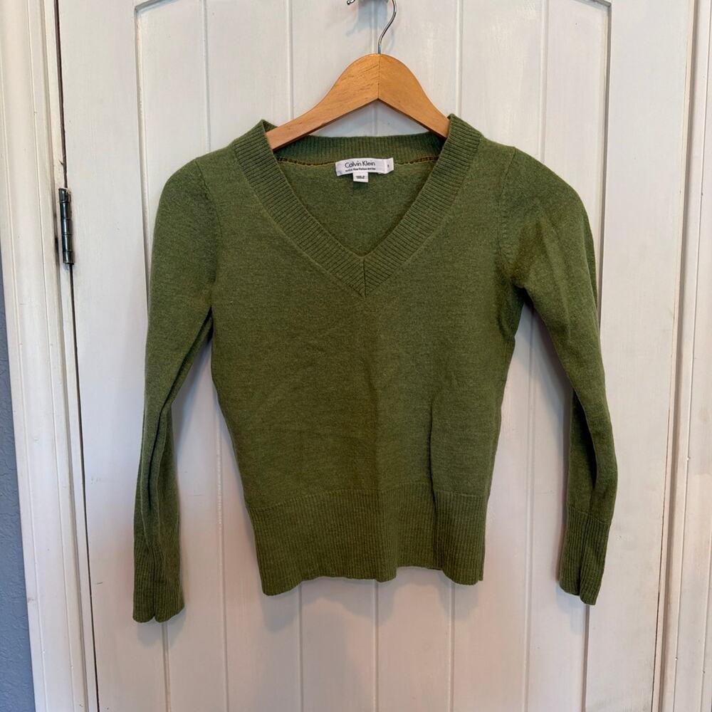 Calvin Klein Italian Merino Green Sweater Size Small